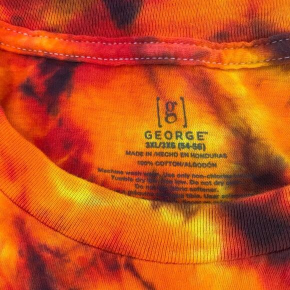 handmade tie dyed unisex tshirt orange red lava black 3XL - Picture 7 of 8